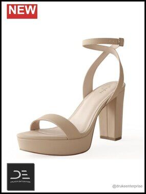 Women's 4 Inch Chunky Platform Heels Sandals, Open Toe Ankle Strap Heels